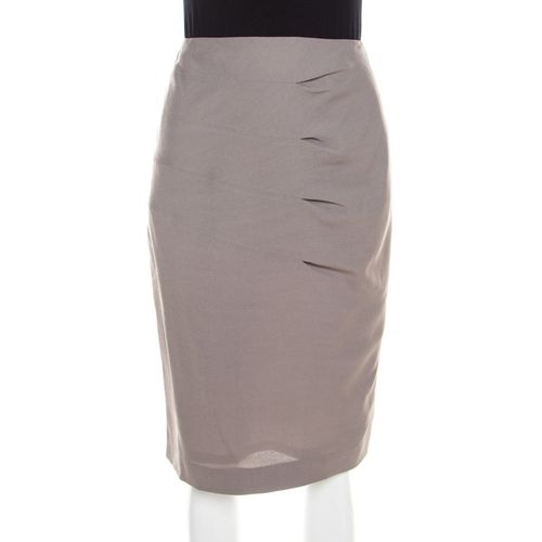 Escada Shadow Grey Wool Inverted Pleat Detail Renja Pencil Skirt M - Escada - Modalova