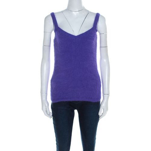 Escada Purple Angora Rib Knit Silk Lined Fuzzy Tank Top L - Escada - Modalova