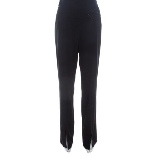 Escada Black Stretch Wool Crepe High Waist Slit Detail Trousers L - Escada - Modalova