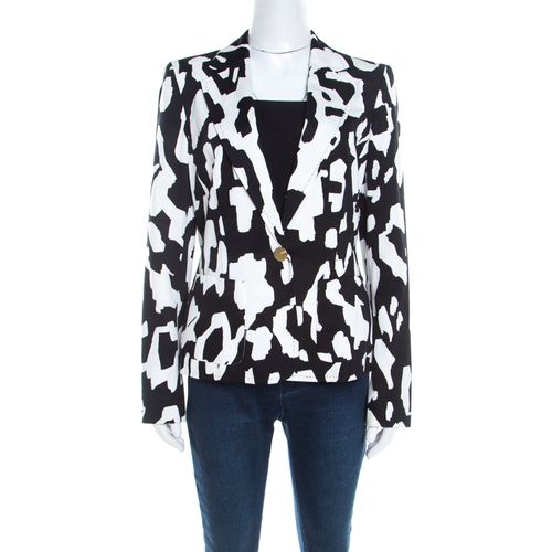 Escada Monochrome Abstract Printed Cotton Bariska Blazer M - Escada - Modalova