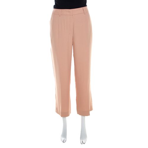 Escada Desert Rose Pink Crepe Tailored Torill Straight Trousers M - Escada - Modalova