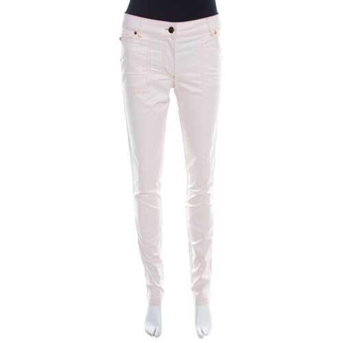 Escada Pale Beige Denim Contrast Topstitch Detail Tapered Jeans S - Escada - Modalova