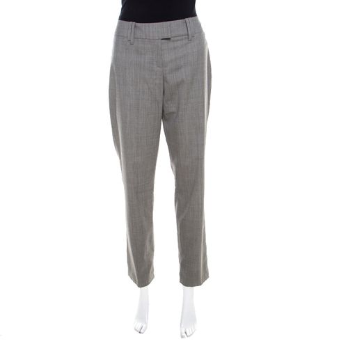 Escada Grey Stretch Wool Slit Detail Tapered Trousers M - Escada - Modalova