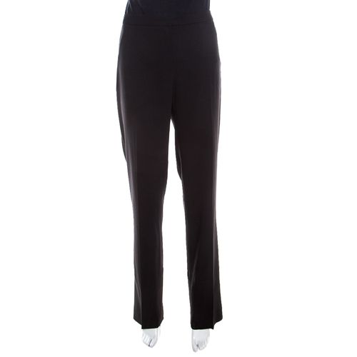 Escada Black Wool Crepe High Waist Tovah Trousers M - Escada - Modalova