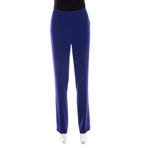 Escada Bluebell Blue Crepe High Waist Tovah Trousers M - Escada - Modalova