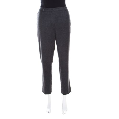 Escada Anthracite Grey Wool and Cashmere Tapered Tellis Trousers M - Escada - Modalova