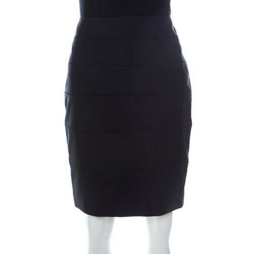 Escada Navy Blue Stretch Crepe Panelled Pencil Skirt M - Escada - Modalova