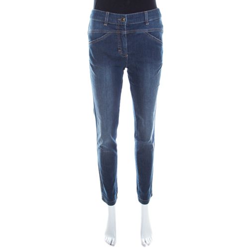 Escada Indigo Faded Effect Denim Cropped Skinny Jeans S - Escada - Modalova