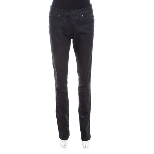 Escada Black Glitter Denim High Rise Straight Leg Jeans M - Escada - Modalova