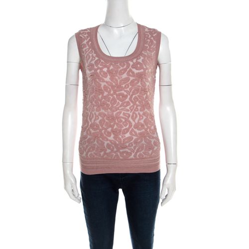 Dark Tender Rose Floral Jacquard Knit Sleeveless Shela Top S - Escada - Modalova