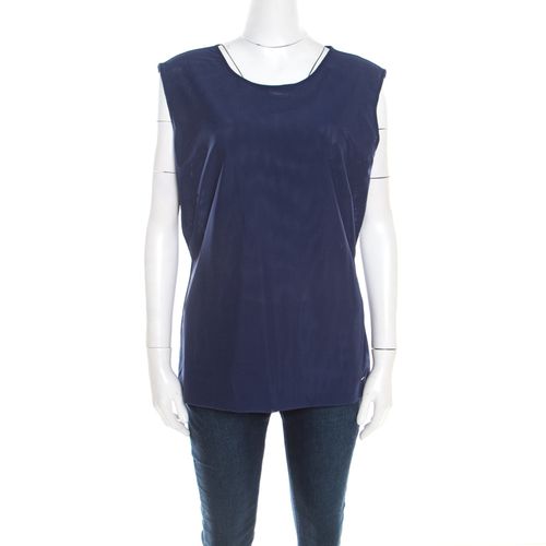 Escada Sapphire Blue Mesh Sleeveless Egle Blouse L - Escada - Modalova