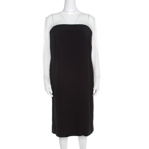 Escada Monochrome Sheer Yoke Detail Long Sleeve Dary Dress L - Escada - Modalova