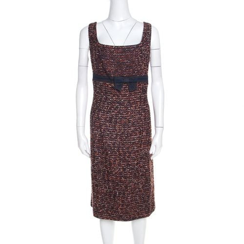 Escada Multicolor Tweed Denim Bow Detail Sleeveless Shift Dress XL - Escada - Modalova