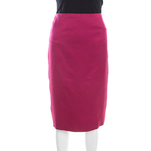 Escada Pink Silk Satin Slit Detail Pencil Skirt L - Escada - Modalova