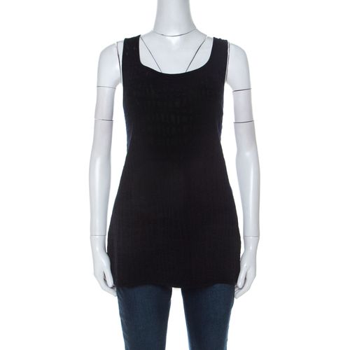 Escada Black Perforated Knit Wool Tank Top L - Escada - Modalova