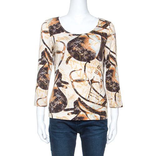 Escada Beige Jersey Saddle Print Long Sleeves Top M - Escada - Modalova