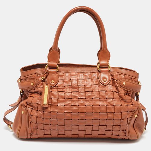 Escada Brown Woven Leather Horizontal Margaretha Tote - Escada - Modalova