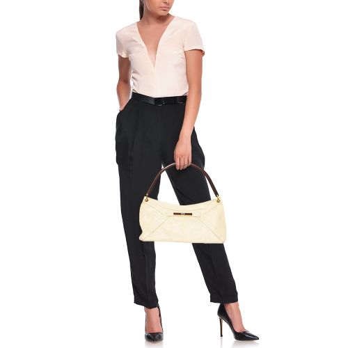 Lizard Embossed Leather Baguette Shoulder Bag - Escada - Modalova
