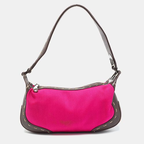 Escada Magenta/Dark Brown Leather and Canvas Small Eluna Bag - Escada - Modalova