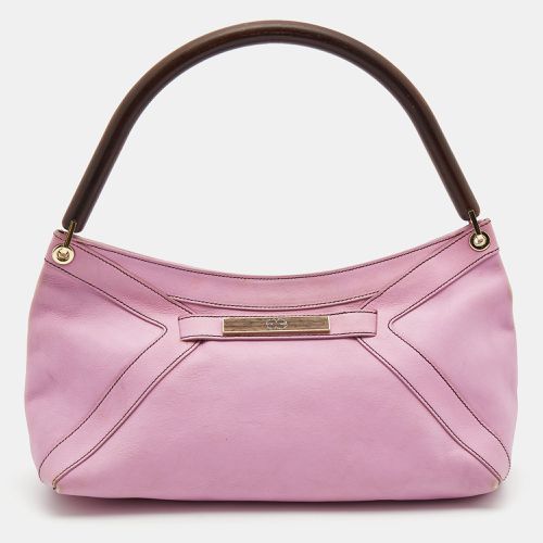 Escada Pink/Brown Leather Wooden Handle Baguette Bag - Escada - Modalova