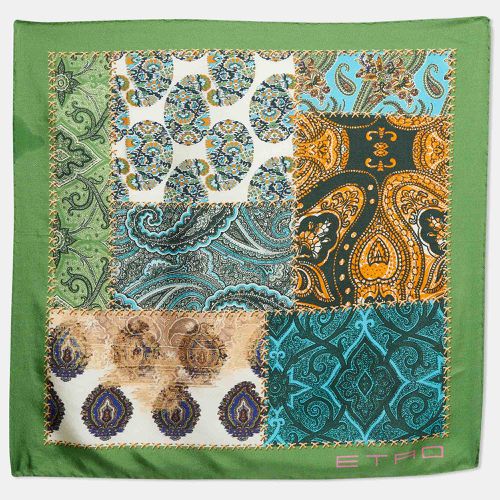 Etro Green Paisley Print Silk Handkerchief Scarf - Etro - Modalova