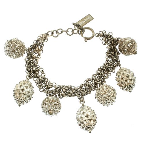 Etro Textured Charm Silver Tone Chain Link Bracelet - Etro - Modalova