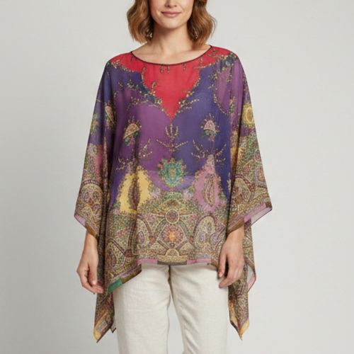 Paisley Print Beaded Chiffon Kaftan Blouse One Size - Etro - Modalova