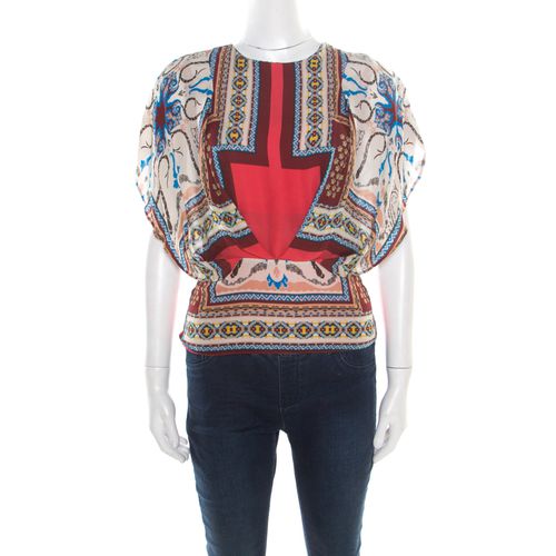 Etro Multicolor Printed Silk Blouson Top S - Etro - Modalova