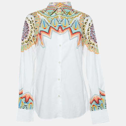 Etro White Printed Cotton Long Sleeve Shirt M - Etro - Modalova