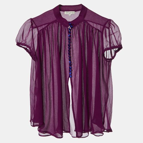 Etro Purple Chiffon Silk Button Front Blouse S - Etro - Modalova