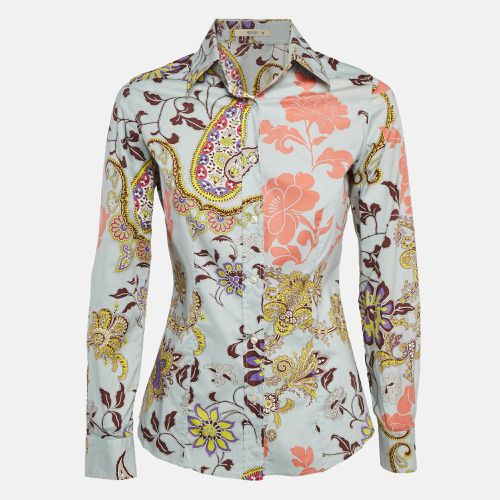 Etro Blue Floral Print Stretch Cotton Shirt S - Etro - Modalova