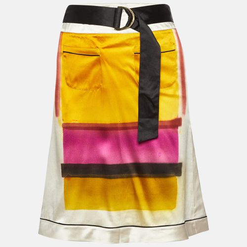 Etro Off-White Printed Satin Silk Knee-Length Skirt S - Etro - Modalova