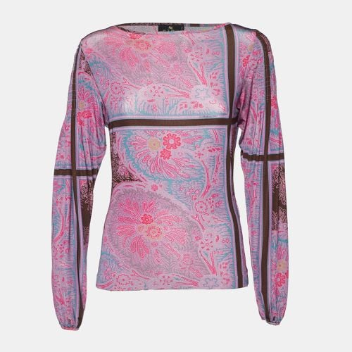 Etro Purple/Multicolor Printed Jersey Full Sleeve Top M - Etro - Modalova