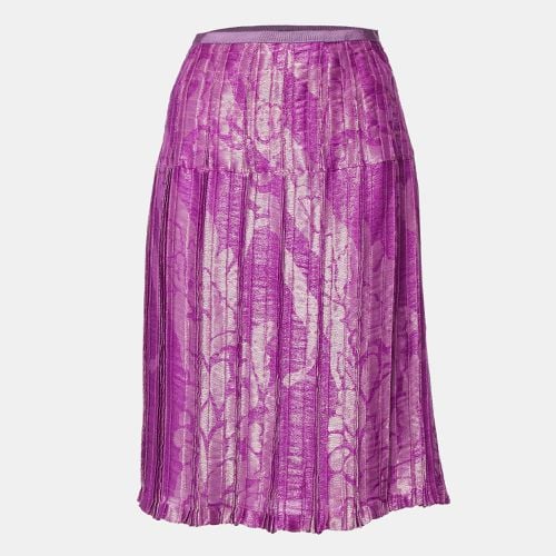 Etro Pink Lurex Jacquard Pleated Midi Skirt M - Etro - Modalova