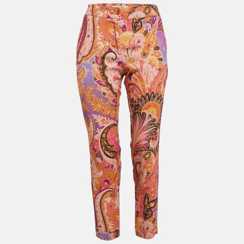 Etro Orange/Purple Paisley Print Crepe Skinny Pants S - Etro - Modalova