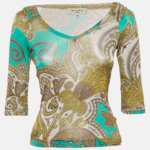 Etro Multicolor Printed Jersey V-Neck Top S - Etro - Modalova