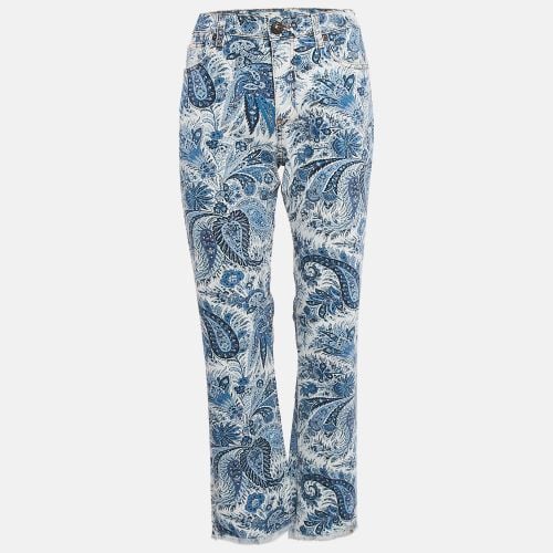 Etro Blue Paisley Print Denim Raw Edge Jeans M Waist 27" - Etro - Modalova