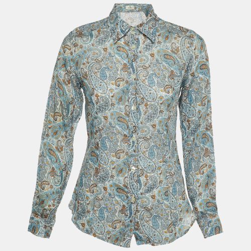 Etro Blue Paisley Print Ramie Button Front Shirt S - Etro - Modalova