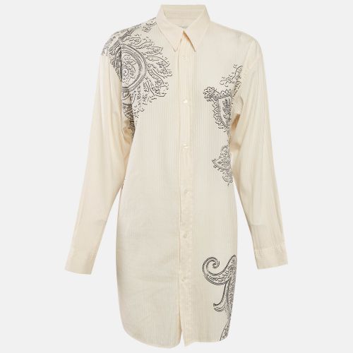 Etro Cream Paisley Print Cotton Blend Long Sleeve Shirt M - Etro - Modalova