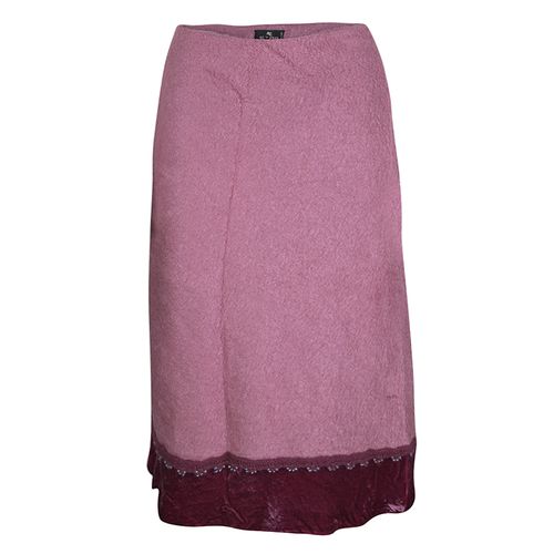 Etro Pink Wool Blend Velvet Trim Bead Detail Midi Skirt S - Etro - Modalova