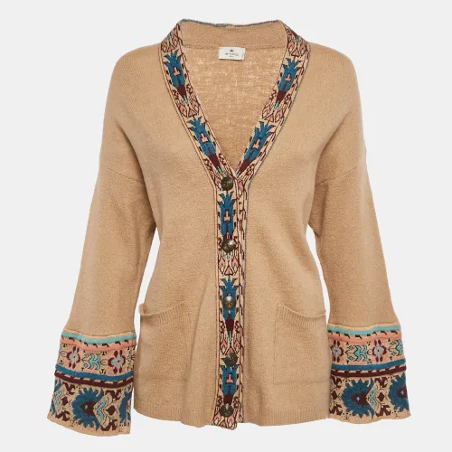 Etro Beige Intarsia Wool Blend Cardigan L - Etro - Modalova