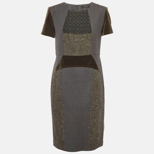 Wool and Velvet Patchwork Shift Mini Dress L - Etro - Modalova