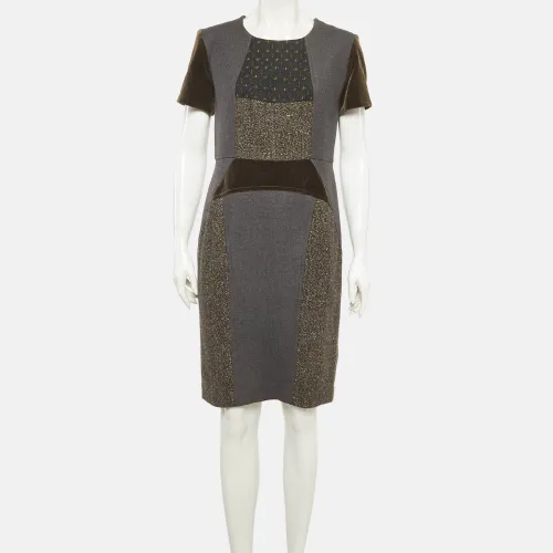 Wool and Velvet Patchwork Shift Mini Dress L - Etro - Modalova