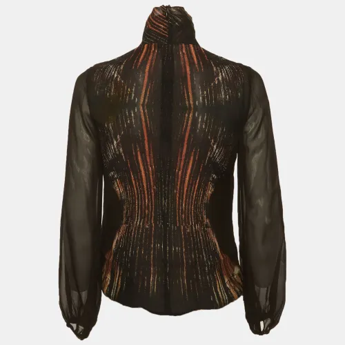 Etro Black Printed Silk Sheer Top S - Etro - Modalova