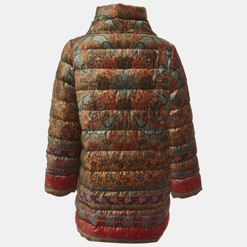 Multicolour Printed Textured Velvet Quilted Down Jacket M - Etro - Modalova