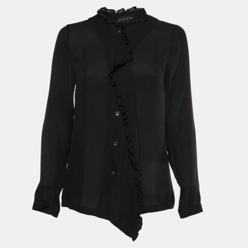 Silk Chiffon Button Up Ruffle Blouse M - Etro - Modalova