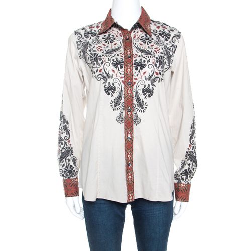 Etro Beige Printed Stretch Cotton Button Front Shirt L - Etro - Modalova