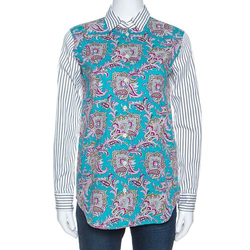 Etro Multicolor Paisley and Striped Print Cotton Button Front Shirt S - Etro - Modalova