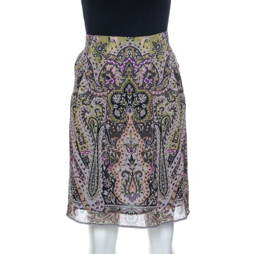 Etro Multicolor Paisley Print Silk Skirt S - Etro - Modalova