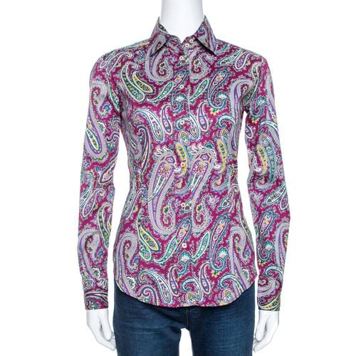 Etro Purple Paisley Print Stretch Cotton Long Sleeve Shirt S - Etro - Modalova